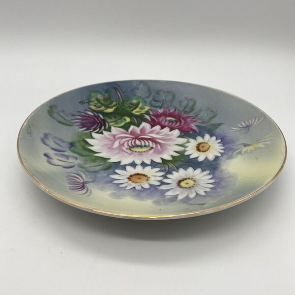Hand Painted Signed Y. Funabashi Floral Gold Trim 8” Salad Lunch Decor Plate - Picture 5 of 7